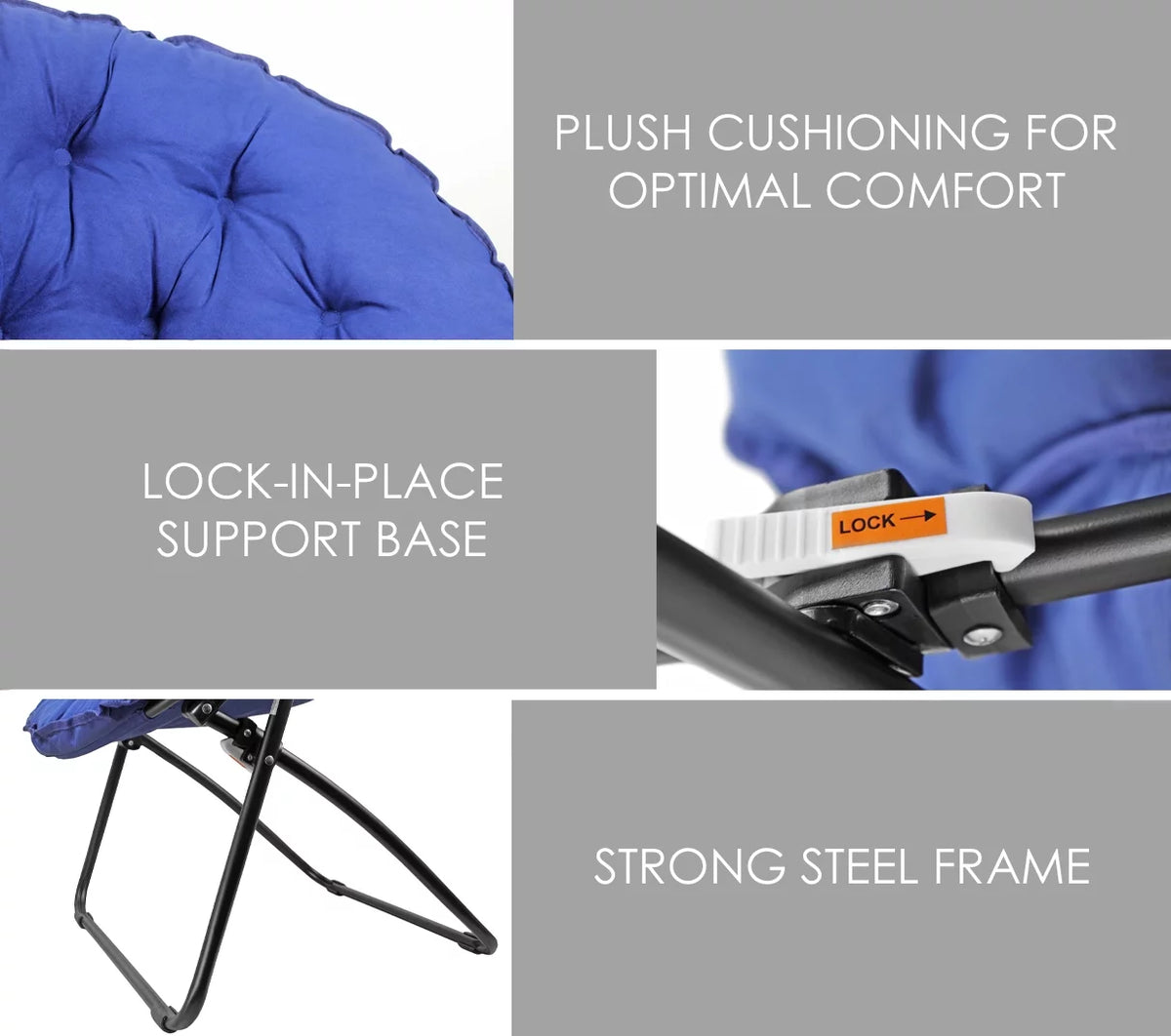 Blue Round Foldable Padded Chair D957