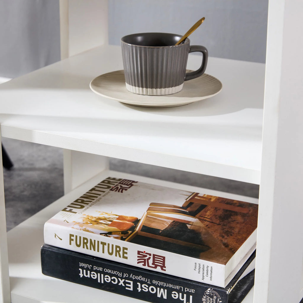 White 3 Tier Wood Square Nightstand W650