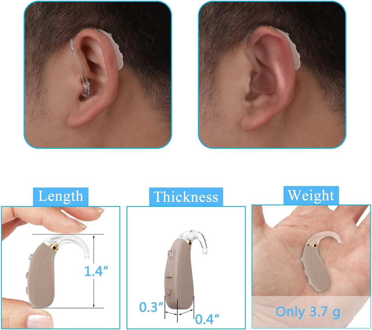 Rechargeable Hearing Aid with 4 Channels and Two Types of Sound Tubes S32865