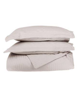 650 Thread Count Egyptian Cotton Stripe Duvet Cover Set California King White Z776087