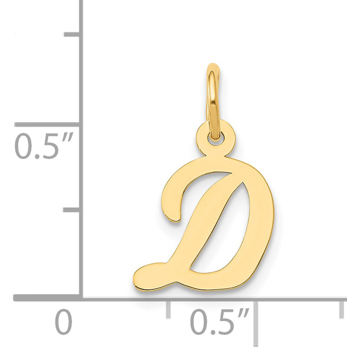 14K Yellow Gold Script Letter D Initial Pendant Charm with 10K Yellow Gold Rope Chain Necklace 16'' W2783