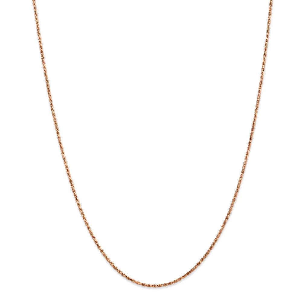 14K Rose Gold 1.5mm Diamond-Cut Rope Necklace Chain -18" J61564