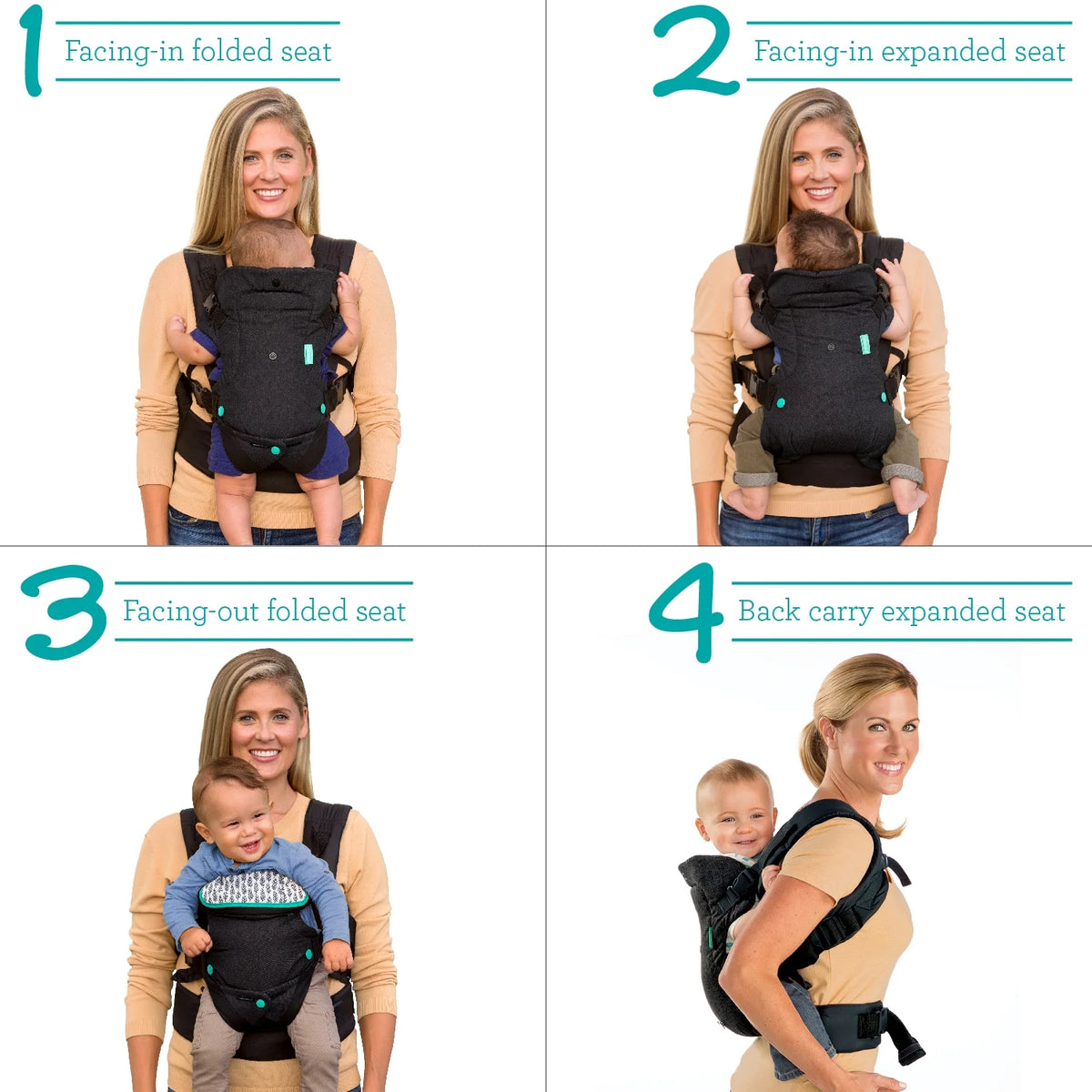 Black 4-in-1 Convertible Baby Carrier X9016