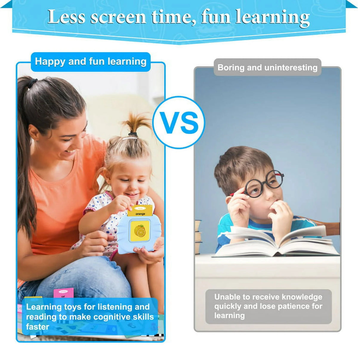 112 Pcs 224 Words Educational Flash Cards (Blue) M273