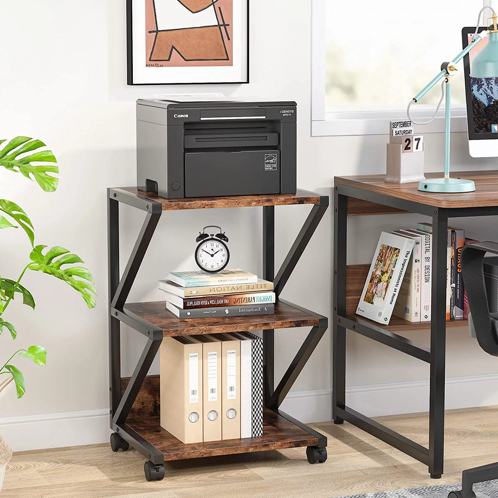 3-Tier Rolling Printer Cart with Storage Shelf X7199