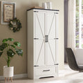 White 2-Door Storage Cabinet with Drawer Q998
