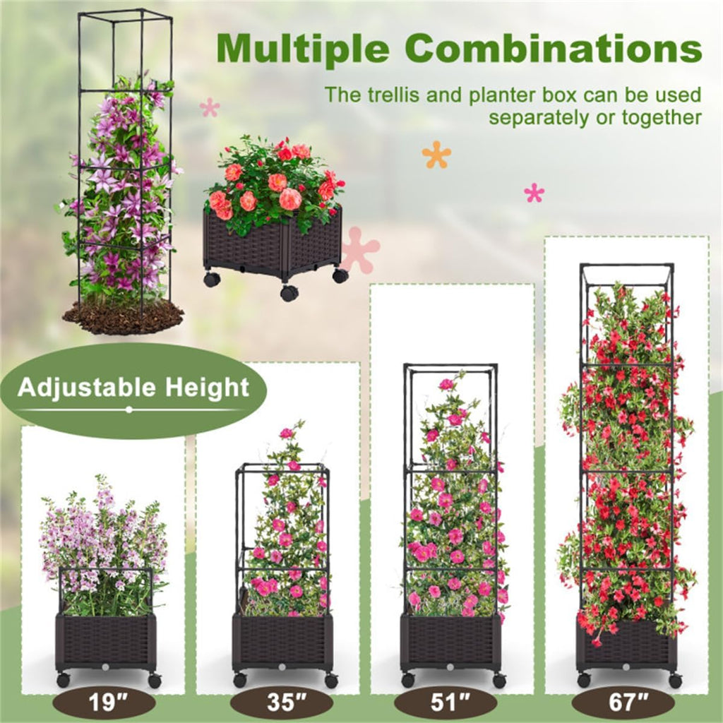 67" Raised Garden Bed Planter Box with Trellis I665230
