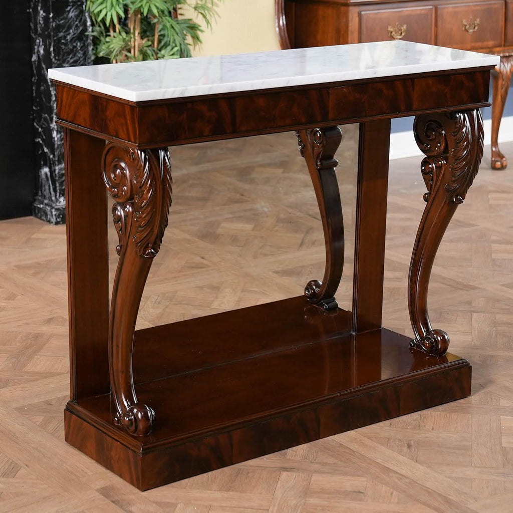 Mahogany Marble Top Console P692