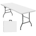 White 4 ft Portable Folding Table with Carrying Handle M4786