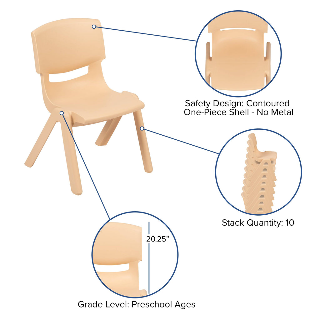 Beige Rectangle Plastic Activity Table Set with 4 Chairs N28038