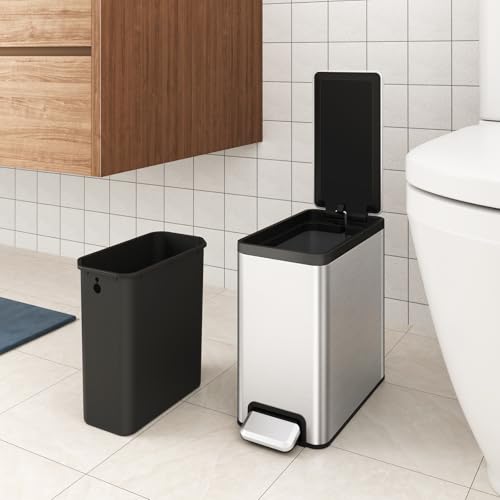 6L Stainless Steel Step On Trash Can with Lid 2 Pack Z49476