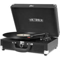 Black Bluetooth Portable Suitcase Record Player with 3-Speed Turntable U4206