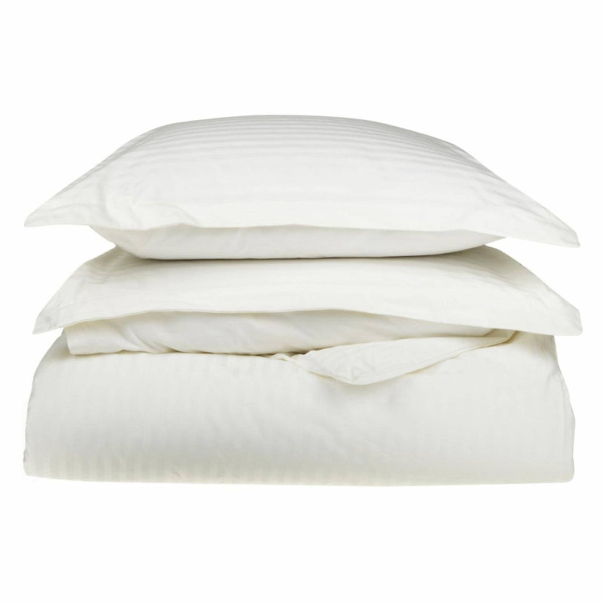 650 Thread Count Egyptian Cotton Stripe Duvet Cover Set California King White Z776087