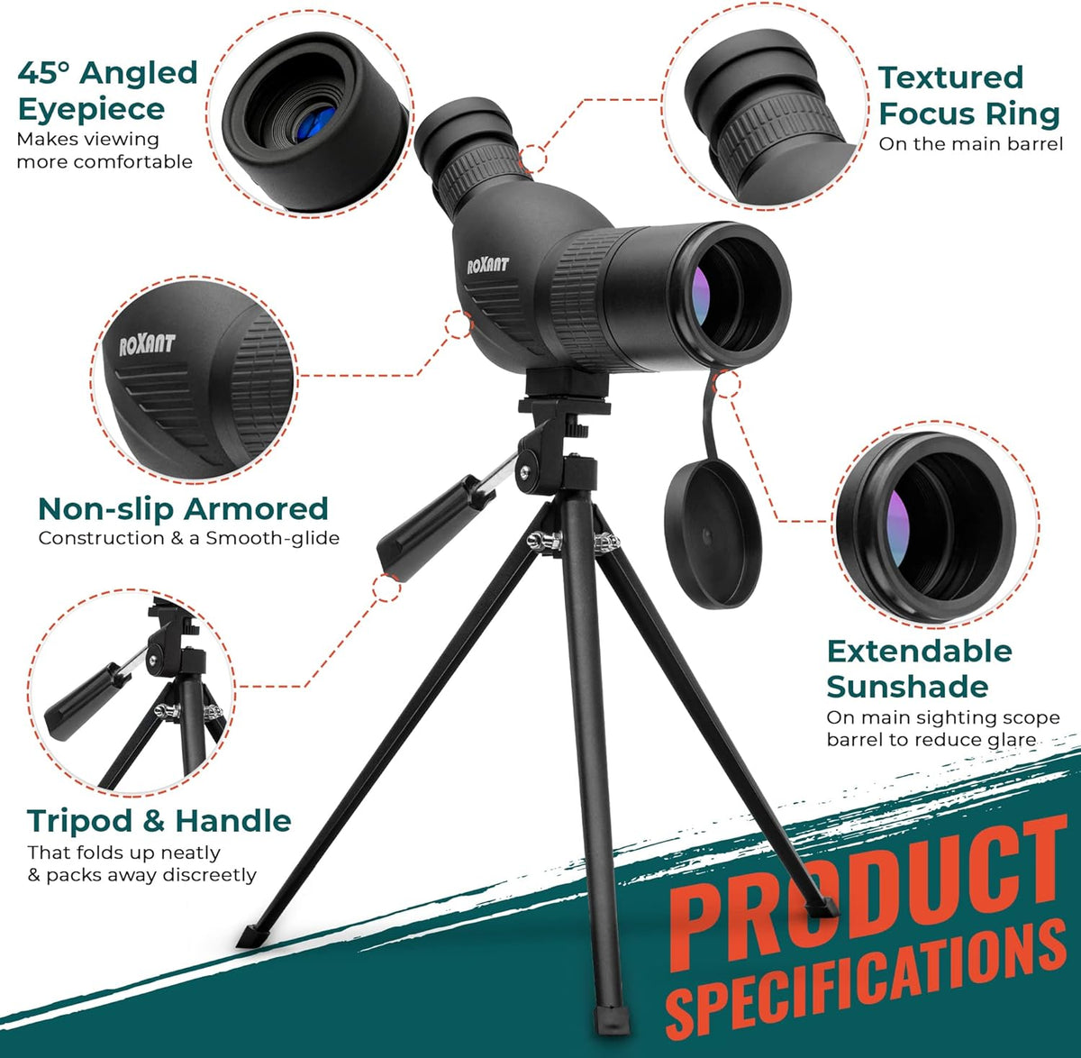 12-36x50 High Definition Spotting Scope with Tripod & Carrying Case O4290