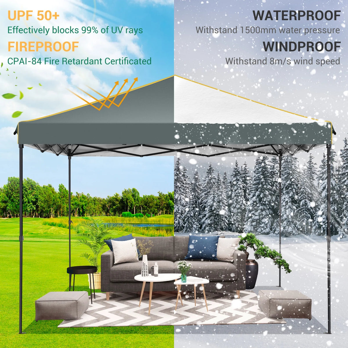 10' x 10' Pop up Canopy with 4 Removable Sidewalls and Carry Bag Q8570