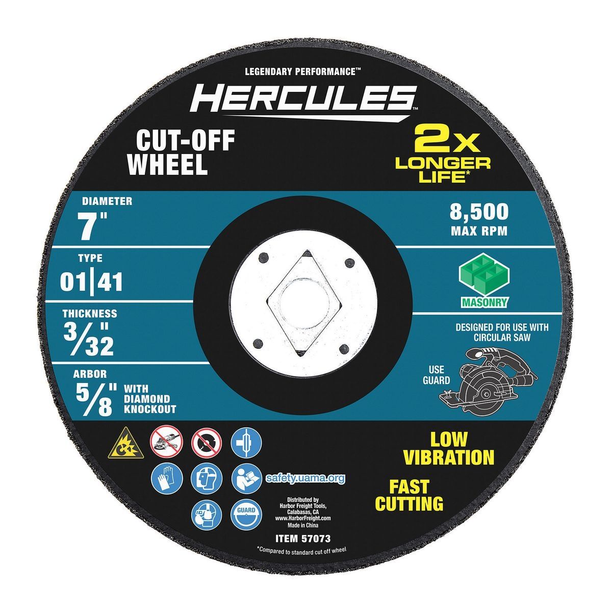 7 in. x 3/32 in. x 5/8 in. Masonry Cut-Off Wheel U71355