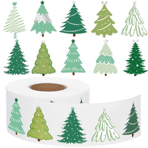 1000 Pcs Christmas Tree Stickers Self Adhesive Label Tag U537
