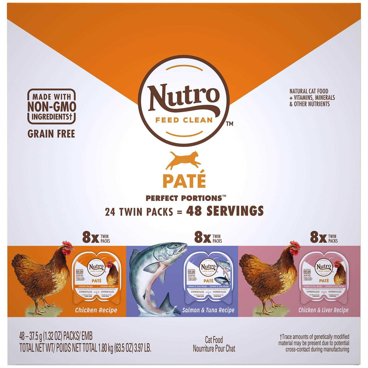 Grain Free Chicken Salmon Tuna Liver Wet Cat Food Pate Variety Pack I11367