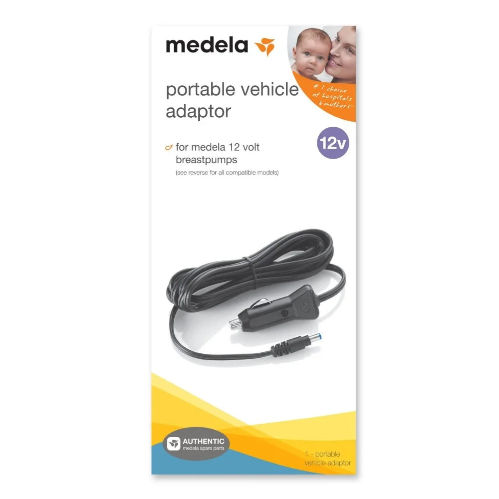 Breast Pump Vehicle Power Adapter, 12 Volt, Black, 8ft Cord O735