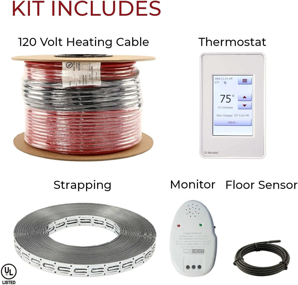 120v Electric Radiant Floor Heating Cable Set with Programmable Thermostat D13966