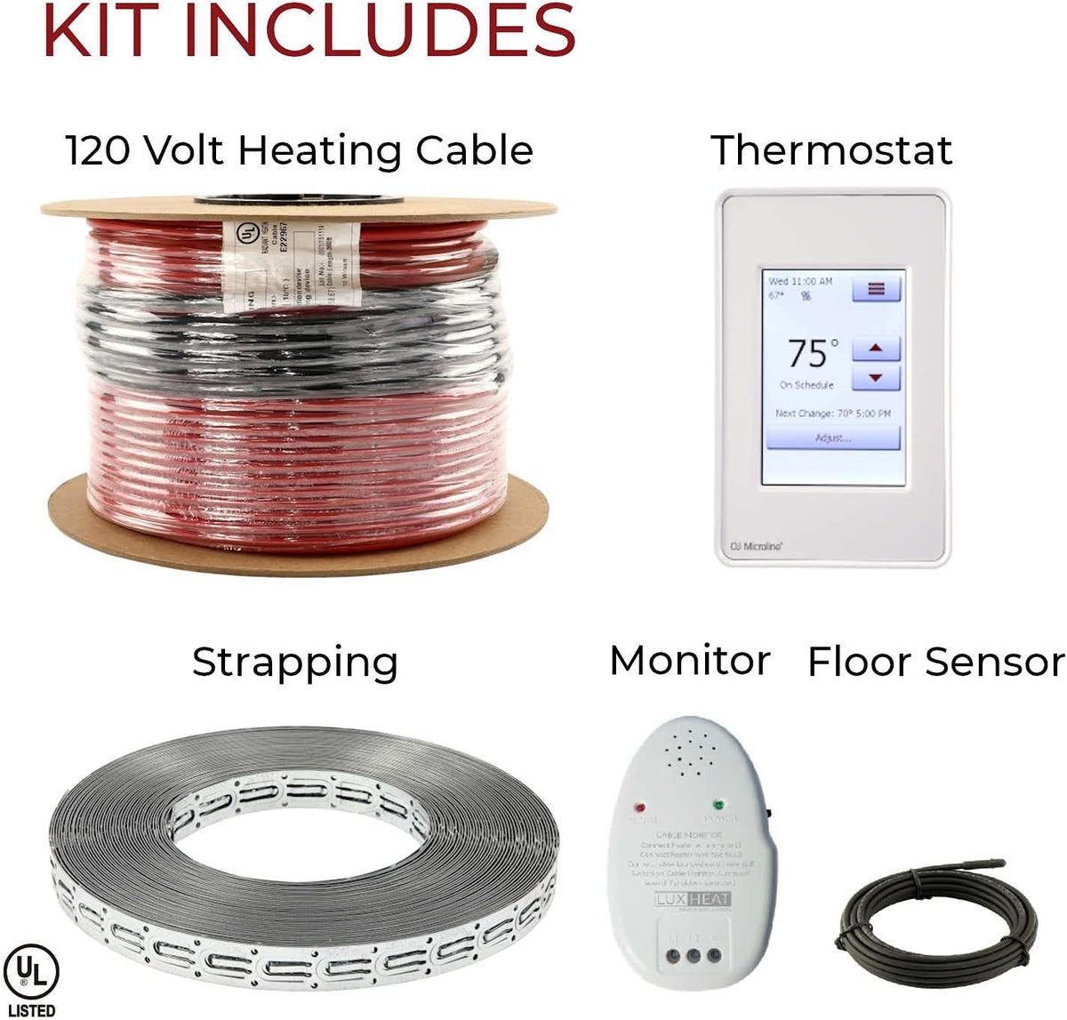 120v Electric Radiant Floor Heating Cable Set with Programmable Thermostat D13966