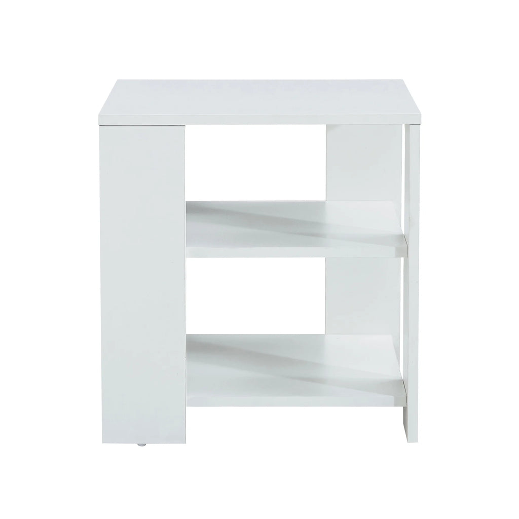 White 3 Tier Wood Square Nightstand W650