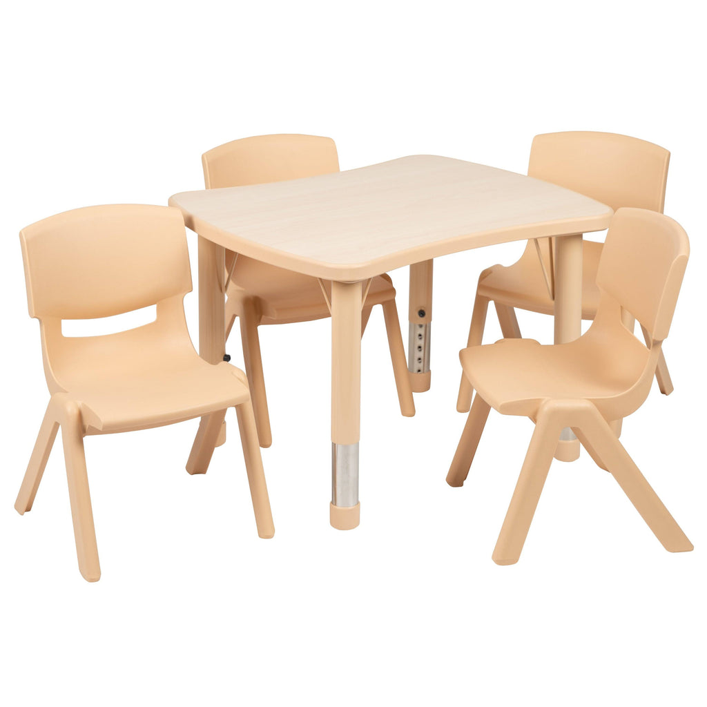 Beige Rectangle Plastic Activity Table Set with 4 Chairs N28038