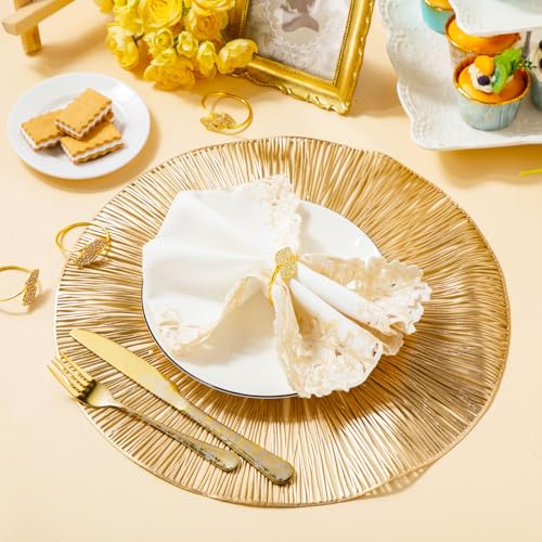 100 Set Gold 15 Inch Round Placemats and Napkin Rings Q833