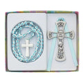 Blue Cross Rosary with Pewter Crib Medal Z9957