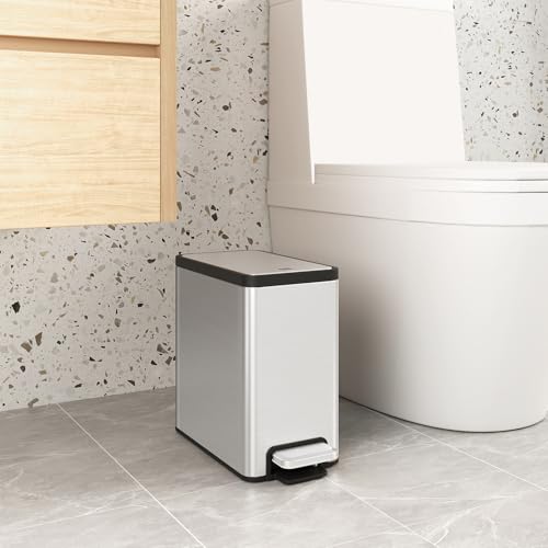 6L Stainless Steel Step On Trash Can with Lid 2 Pack Z49476