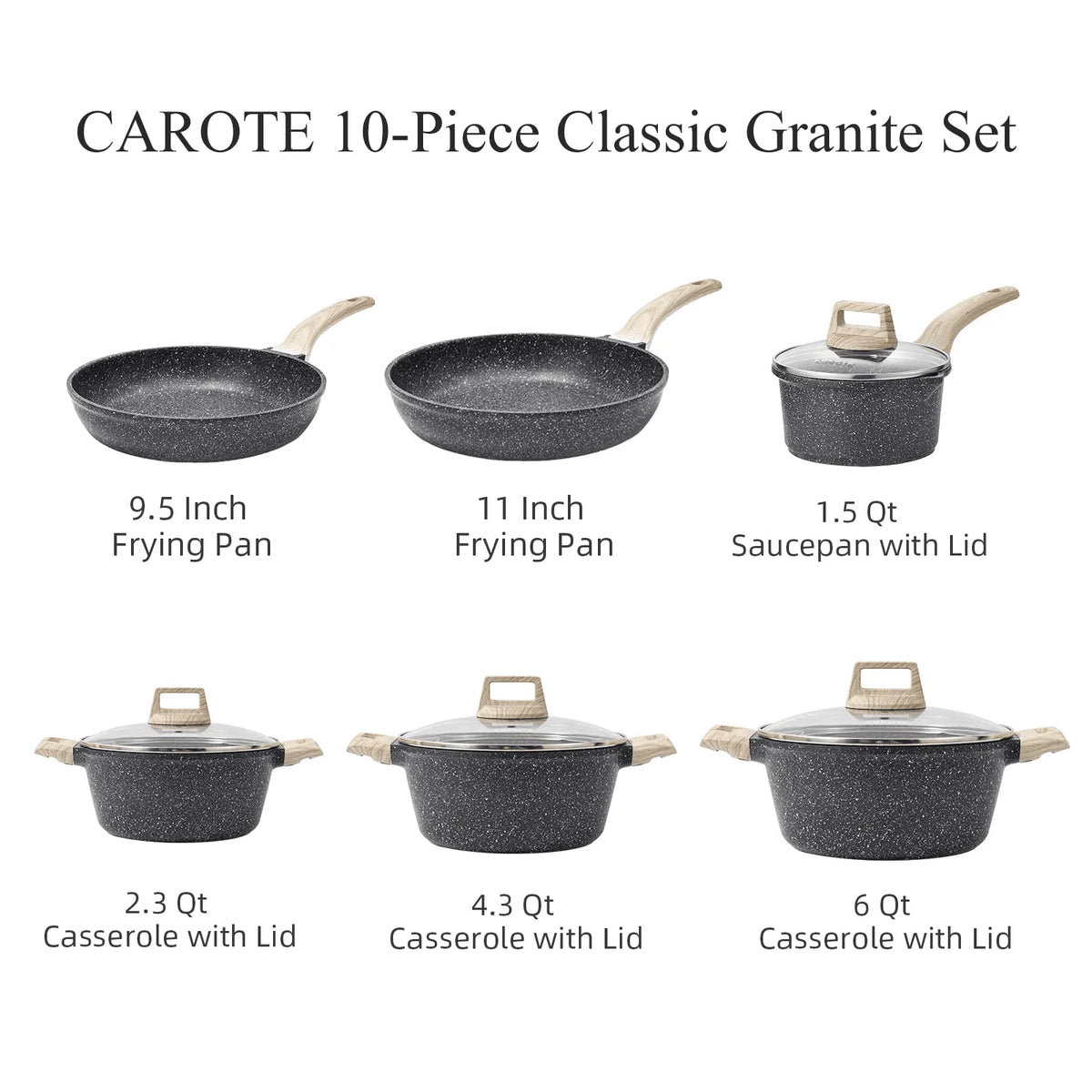 10 Pcs Nonstick Granite Stone Cookware Set Y787