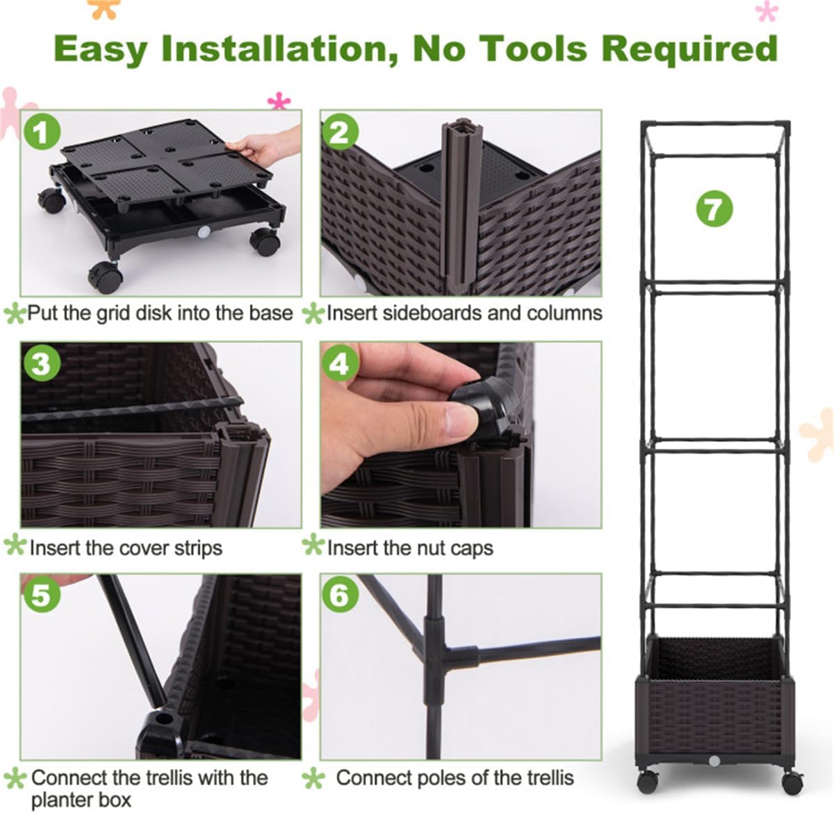 67" Raised Garden Bed Planter Box with Trellis I665230