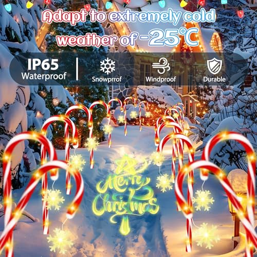 12 Pcs Solar Candy Cane Lights D214647