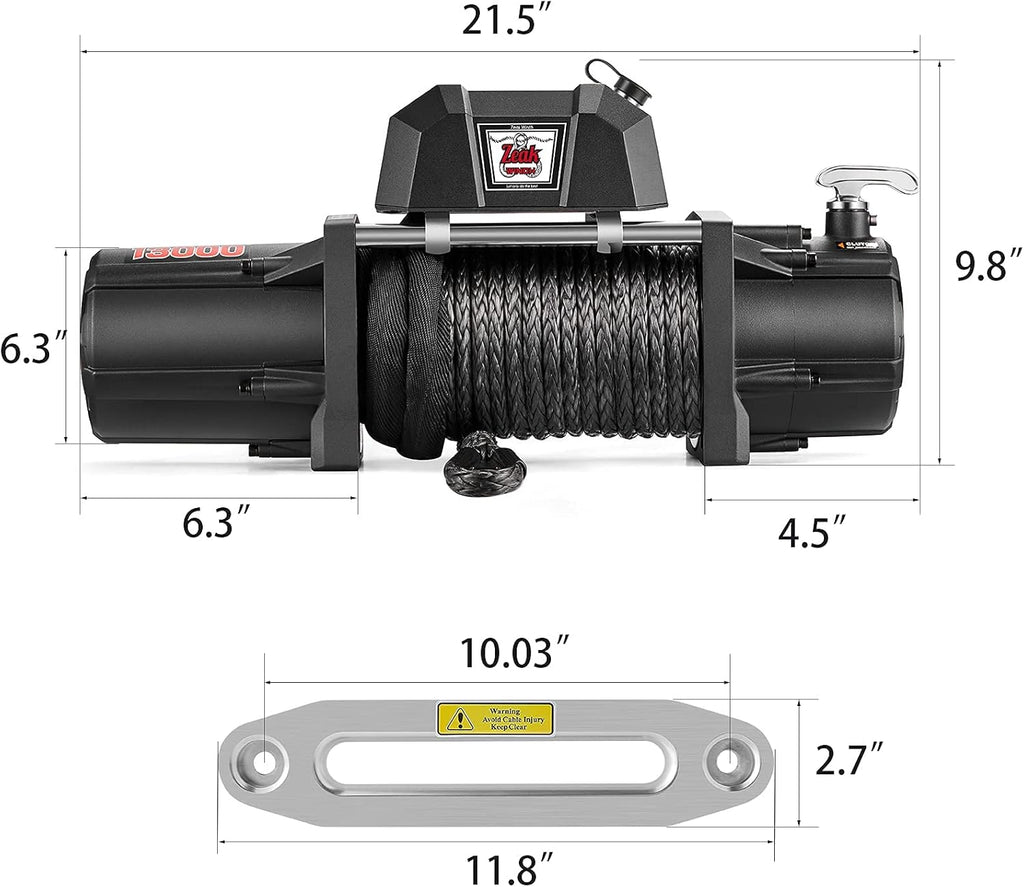 13000 lb. Electric Winch 12V Waterproof Synthetic Rope T28772