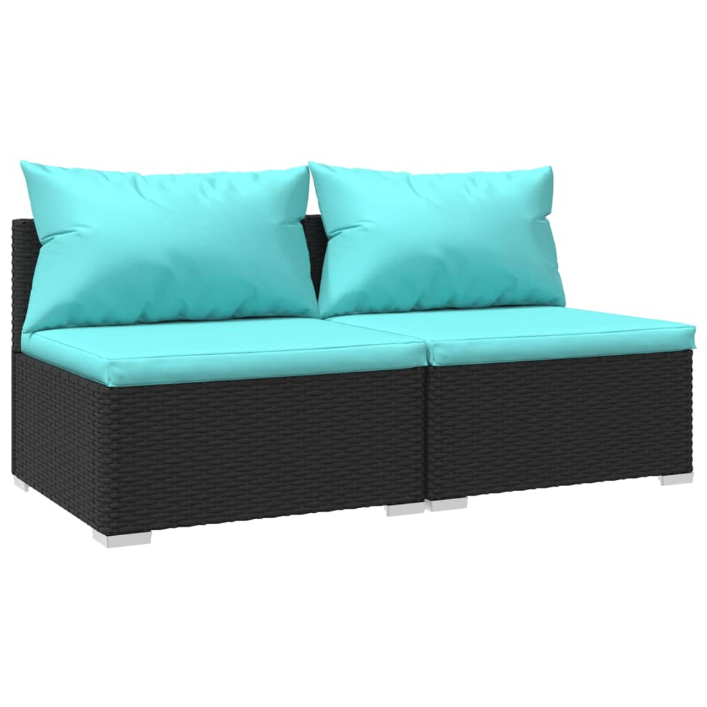 Black Poly Rattan 2 Piece Patio Furniture Set with Cushions P820