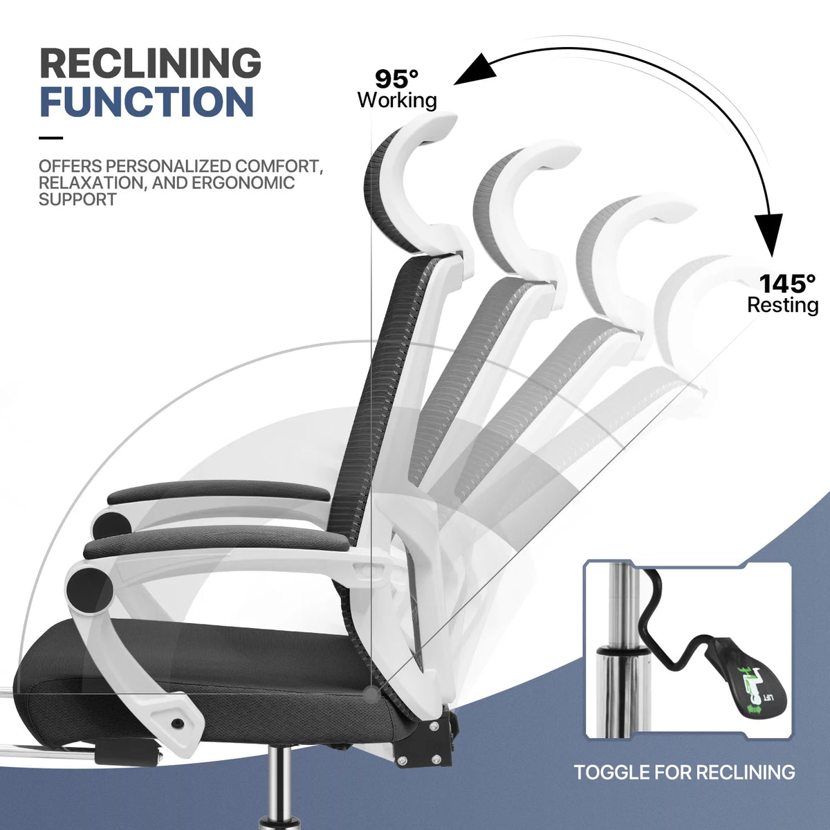 Black Ergonomic High Back Mesh Office Chair with Headrest & Footrest L298441