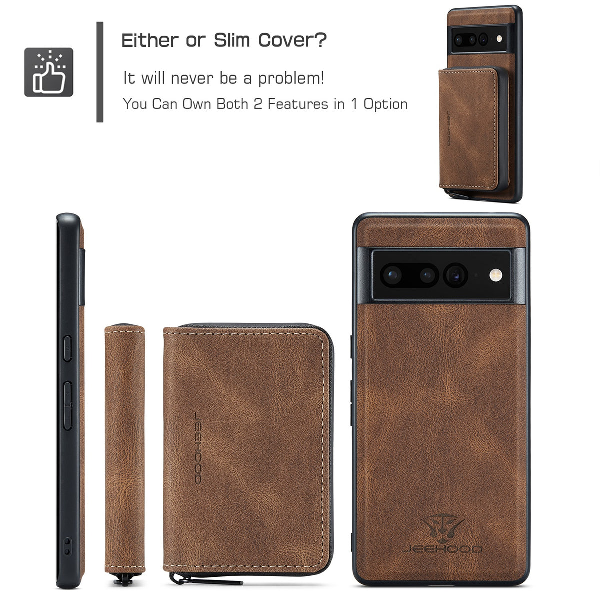 Brown Wallet Case for Google Pixel Fold 5G with Screen Protector J909621