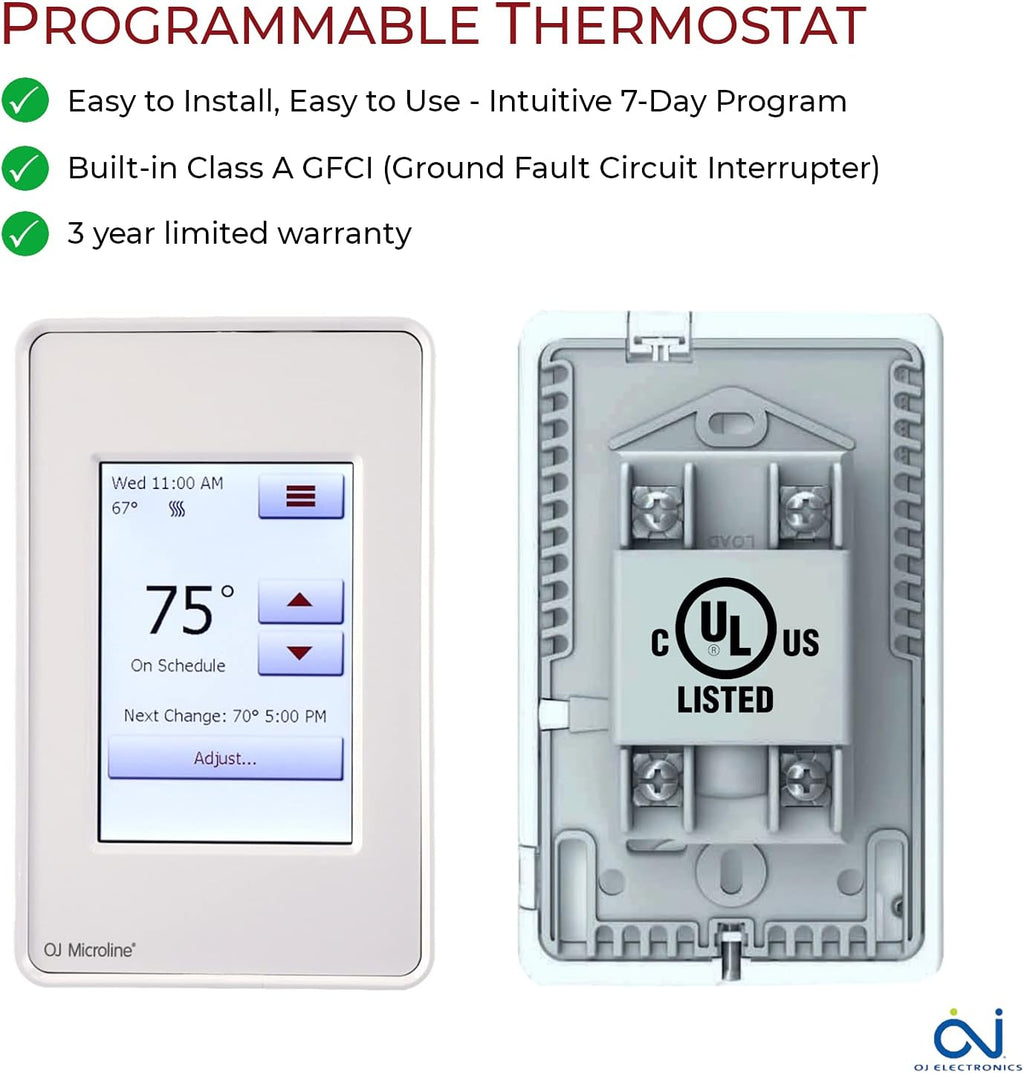 120v Electric Radiant Floor Heating Cable Set with Programmable Thermostat D13966