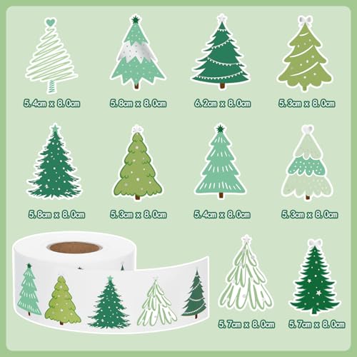 1000 Pcs Christmas Tree Stickers Self Adhesive Label Tag U537