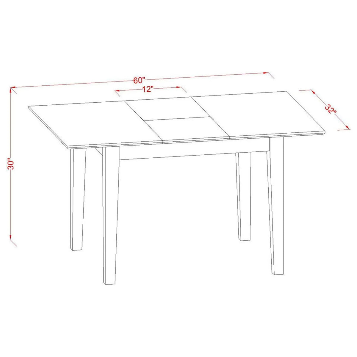 3-Pc Dining Room Table Set with Butterfly Leaf and 2 Chairs H836