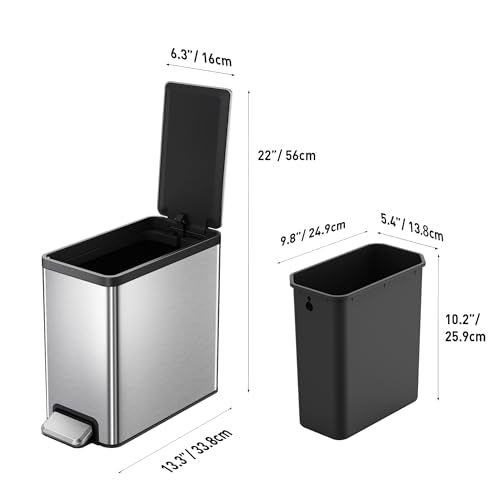 6L Stainless Steel Step On Trash Can with Lid 2 Pack Z49476