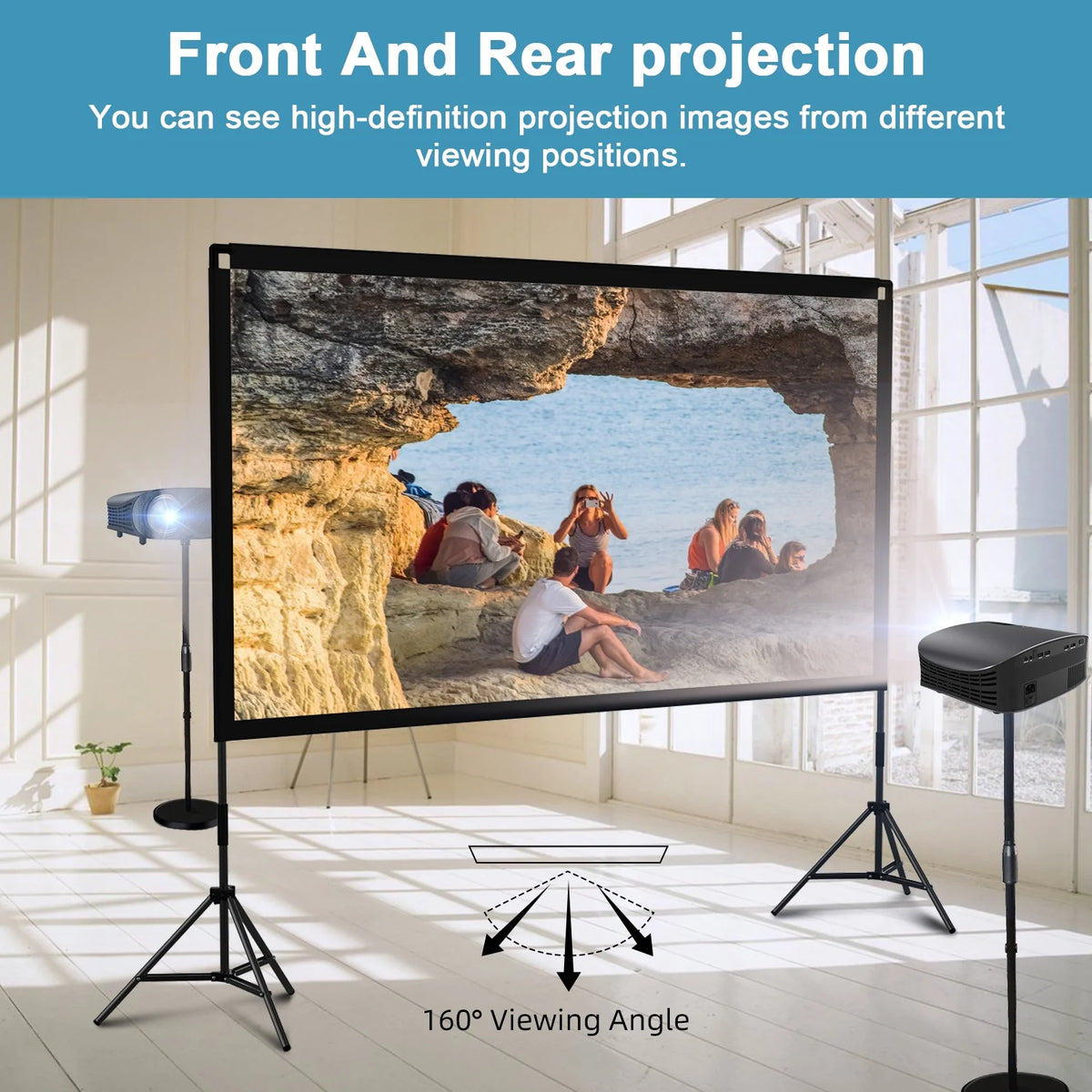 120inch 16:9 4K Wrinkle-Free Projector Screen with Stand and Carry Bag X11193