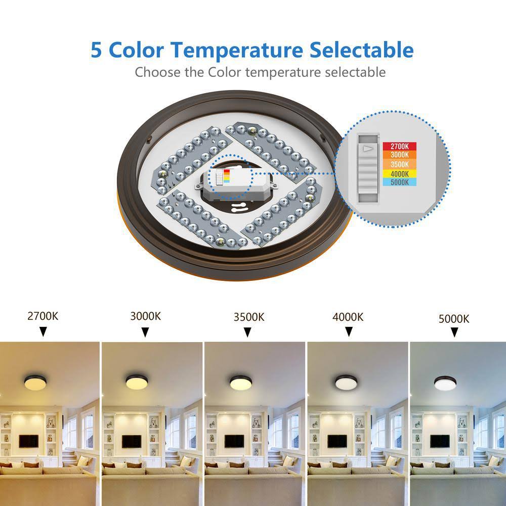 Oil-Rubbed Bronze Integrated LED Flush Mount with Glass Shade C969