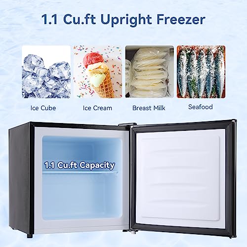 1.1 Cu.ft Black Compact Upright Freezer with Removable Shelf U850978