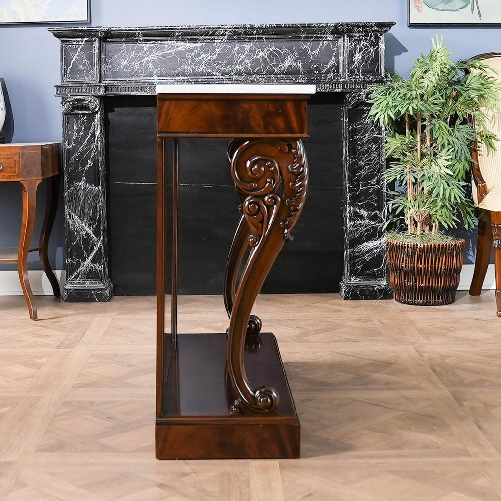 Mahogany Marble Top Console P692