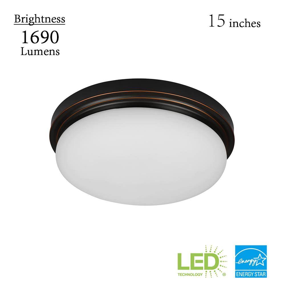 Oil-Rubbed Bronze Integrated LED Flush Mount with Glass Shade C969