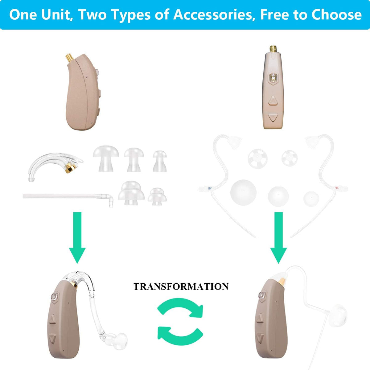 Rechargeable Hearing Aid with 4 Channels and Two Types of Sound Tubes S32865