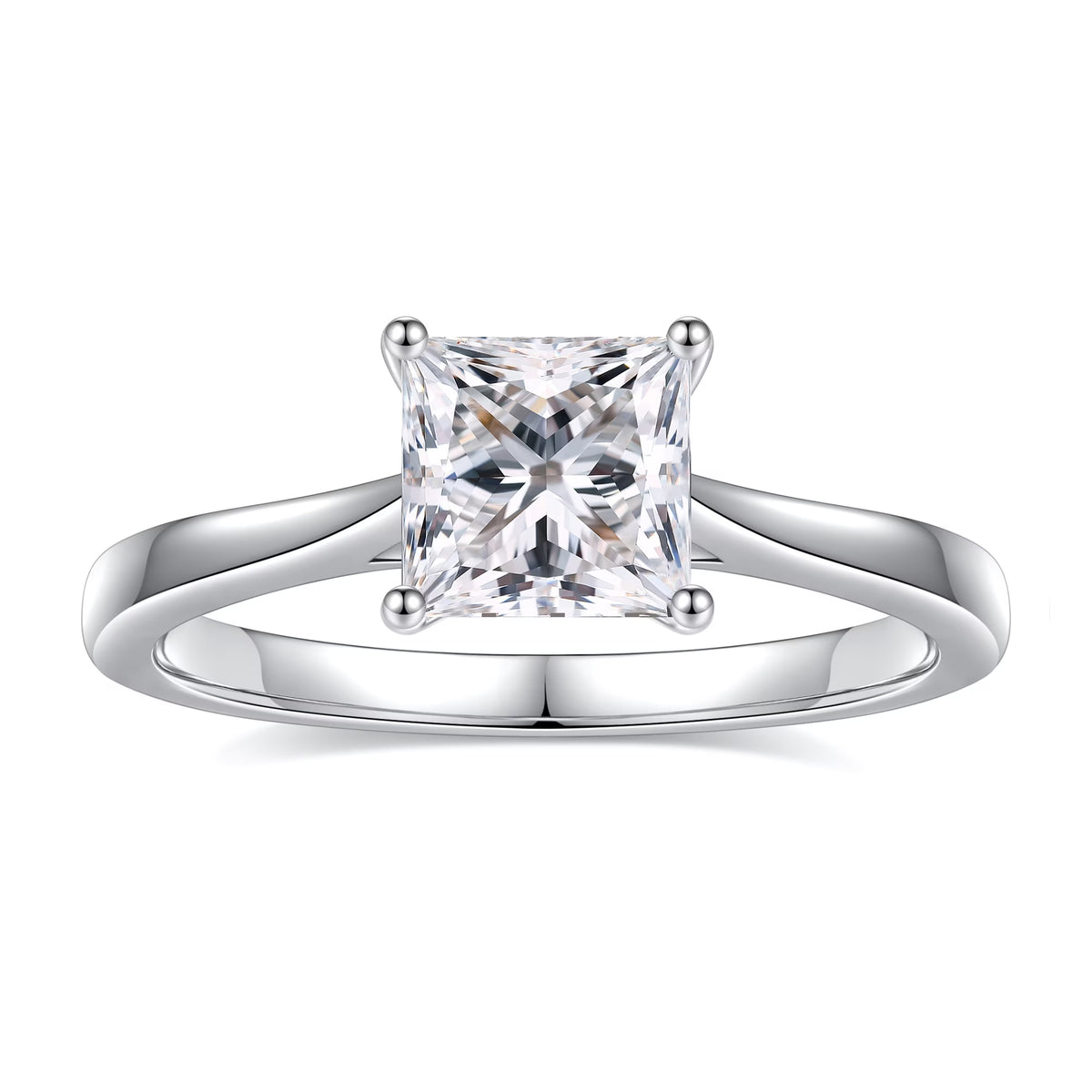 1.5ct Moissanite Solitaire Engagement Ring 925 Sterling Silver Princess Cut F6562