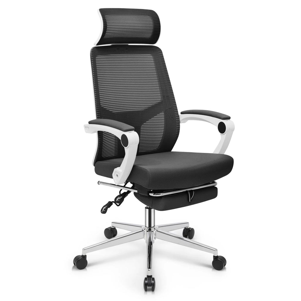 Black Ergonomic High Back Mesh Office Chair with Headrest & Footrest L298441