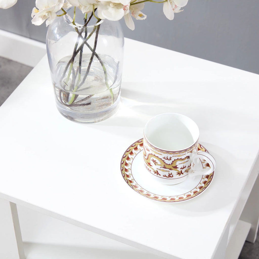 White 3 Tier Wood Square Nightstand W650